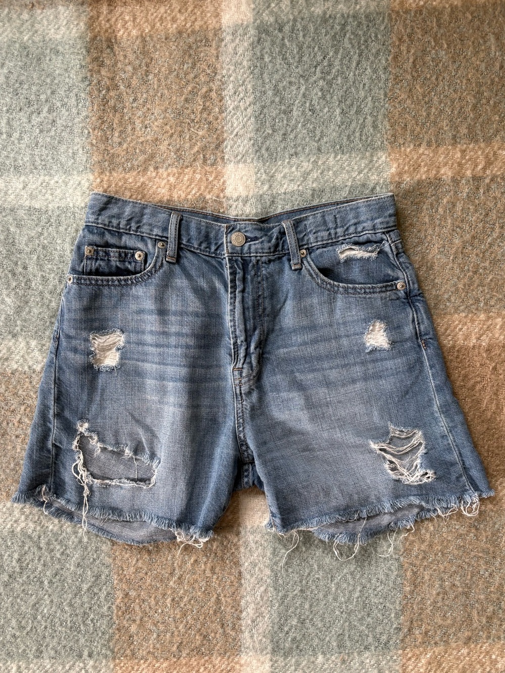 GAP Distressed Light Blue Denim Shorts